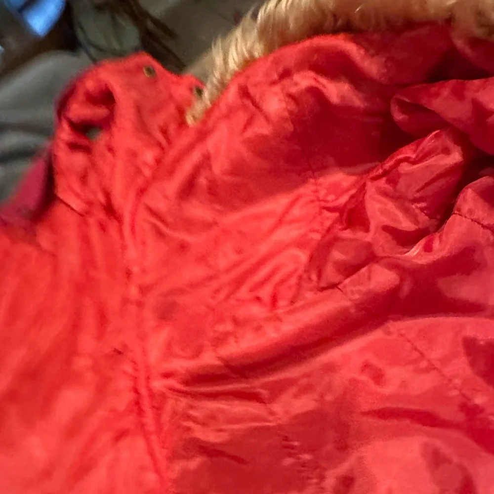 Casual Canine Bright Red pet Hooded Puffer with Faux Fur Trim